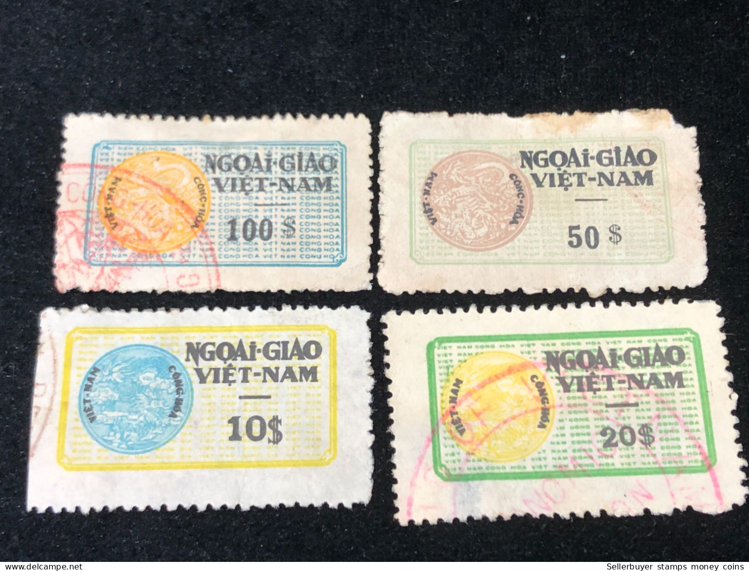 Vietnam South Stamps Before 1975(10/20/50/100 $ Wedge PAPER Ngoai Giao) 4pcs 4 Stamps Quality Good - Collections