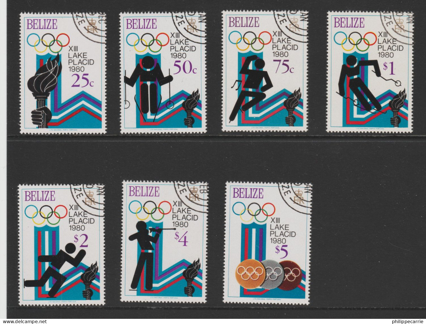 BELIZE 1979 JO Hiver Lake Placid YT BZ447 à BZ454 Sauf BZ452 Obl. - Belize (1973-...)