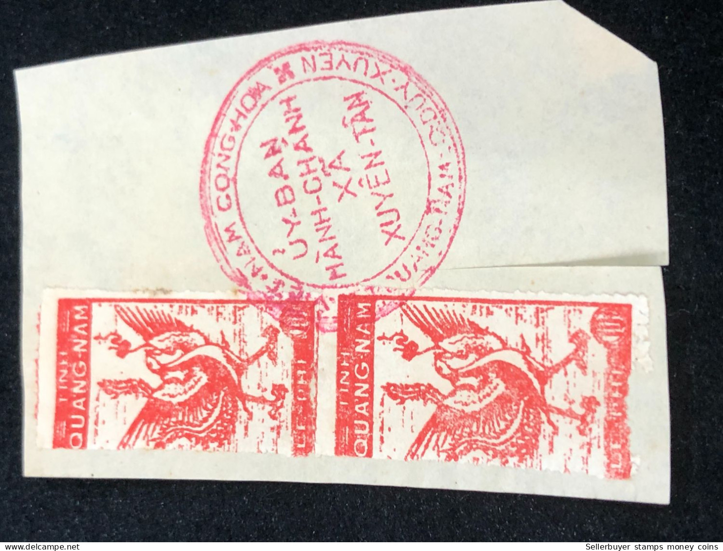 Vietnam South Stamps Before 1975(10 $ Wedge PAPER Quan Nam) 1pcs 2 Stamps Quality Good - Collections