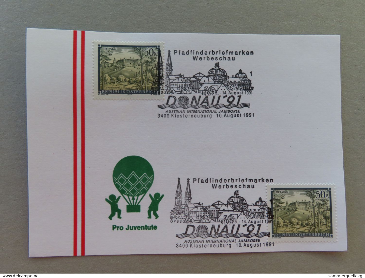 Österreich Pro Juventute - Mit Sonderstempel 10. August 1991 Klosterneuburg, Pfadfinderbriefmarken Werbeschau (Nr.1817) - Altri & Non Classificati