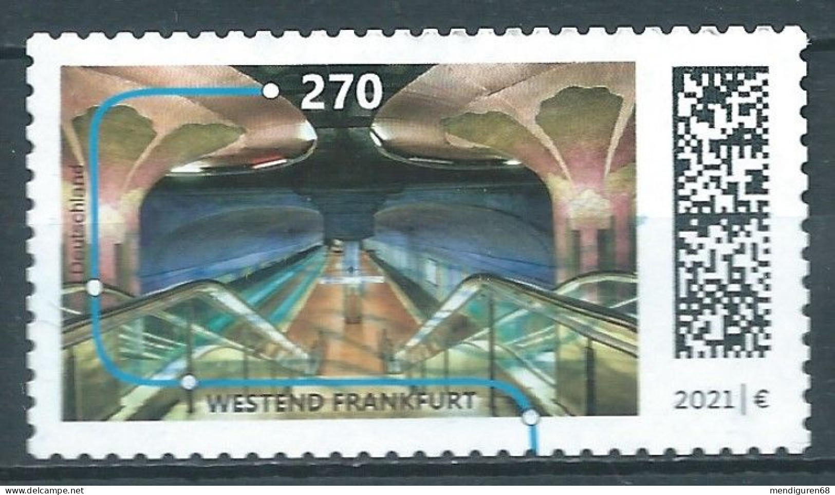 ALLEMAGNE ALEMANIA GERMANY DEUTSCHLAND BUND  2021 WESTEND STATION, FRANKFURT-AM-MAIN S/A MI 3628 YT 3407 SN 3233 SG 4408 - Usados