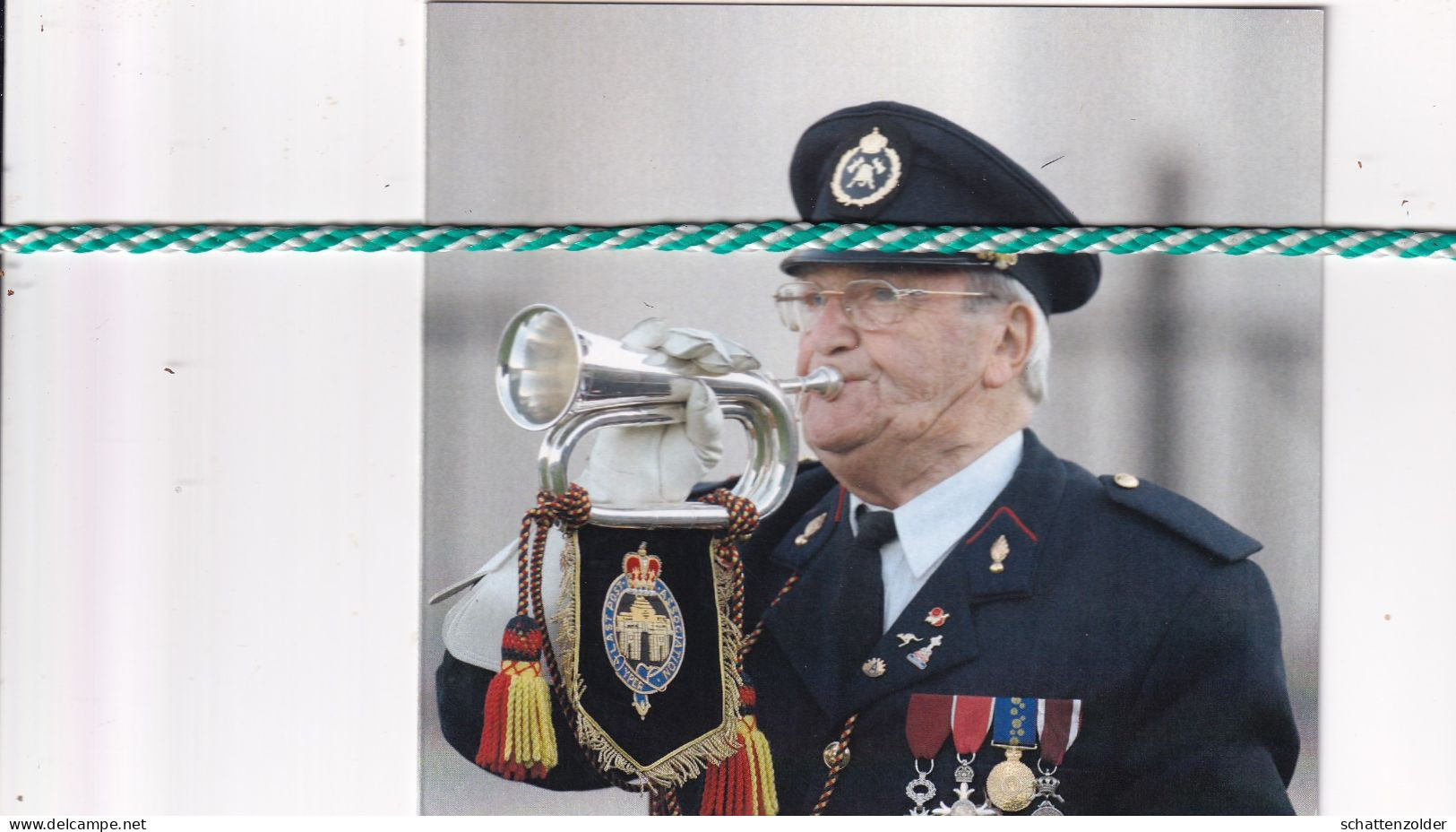 Antoon Verschoot-Lefever, Ieper 1925, 2017. Chef Klaroener Last Post Association, Ereburger Stad Ieper. Foto - Todesanzeige