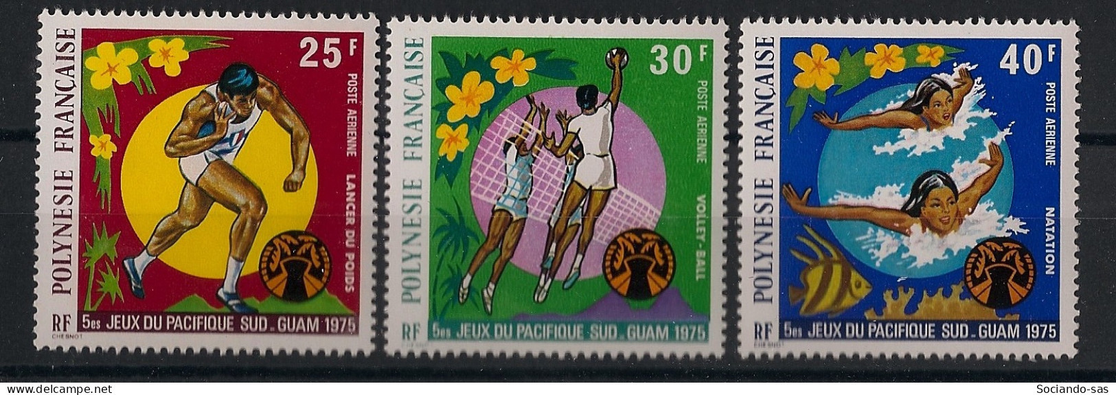 POLYNESIE - 1975 - Poste Aérienne PA N°YT. 93 à 95 - Jeux Sportifs - Série Complète - Neuf Luxe** / MNH - Neufs