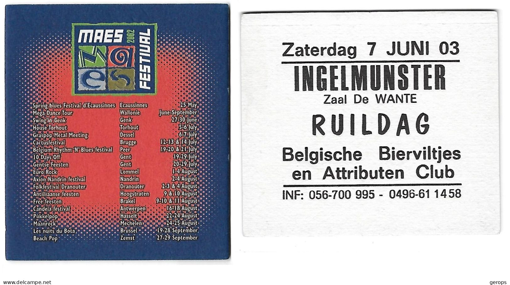 310a Brij. Maes Waarloos Rv Ruildag BBAC Ingelmunster7 Juni 03 - Beer Mats