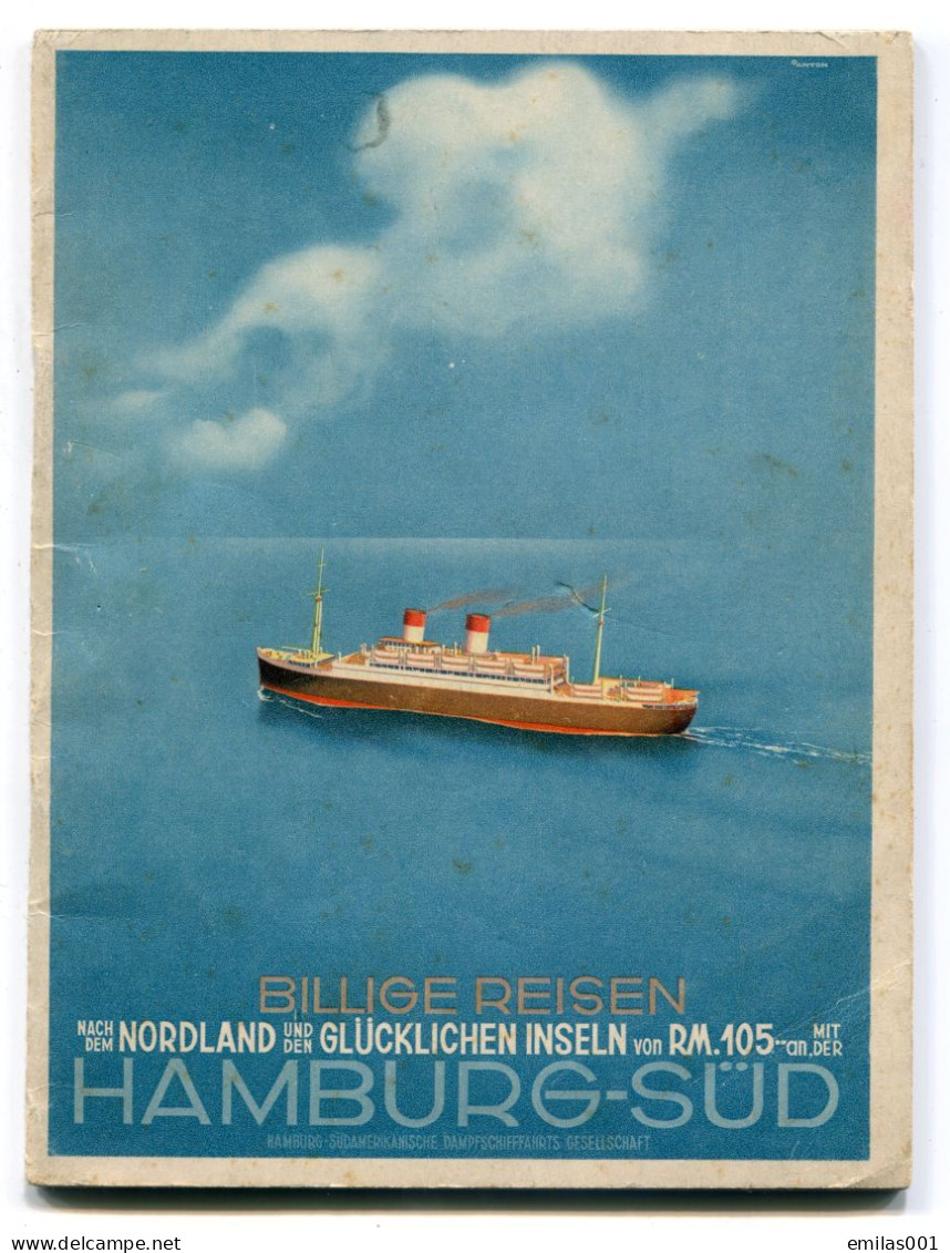 Depliant - 1938 HAMBURG-SUD - Société Maritime Transport , Itinéraires Et Prix - Dépliants Touristiques