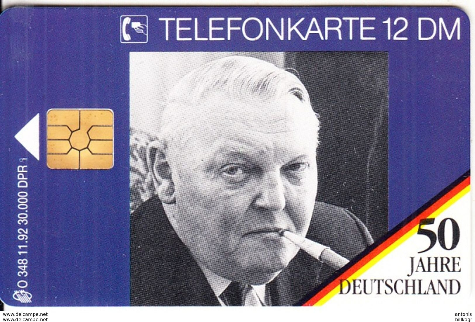 GERMANY - 50 Jahre Deutschland/Ludwig Erhard(O 348), Tirage 30000, 11/92, Mint - O-Series : Séries Client