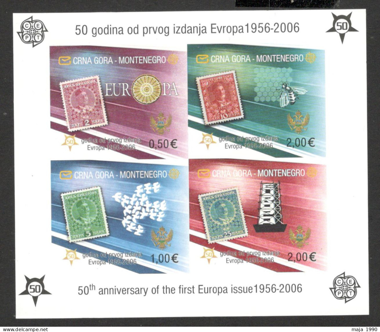 MONTENEGRO - MNH IMPERFORATED BLOCK - 50 YEARS OF EUROPA CEPT - 2006. - Montenegro