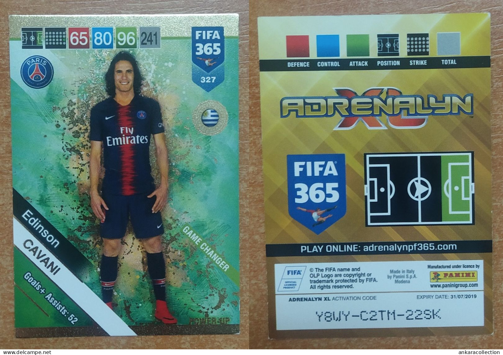 AC - 327 EDINSON CAVANI  PARIS SAINT GERMAIN  GAME CHANGER  PANINI FIFA 365 2019 ADRENALYN TRADING CARD - Trading Cards