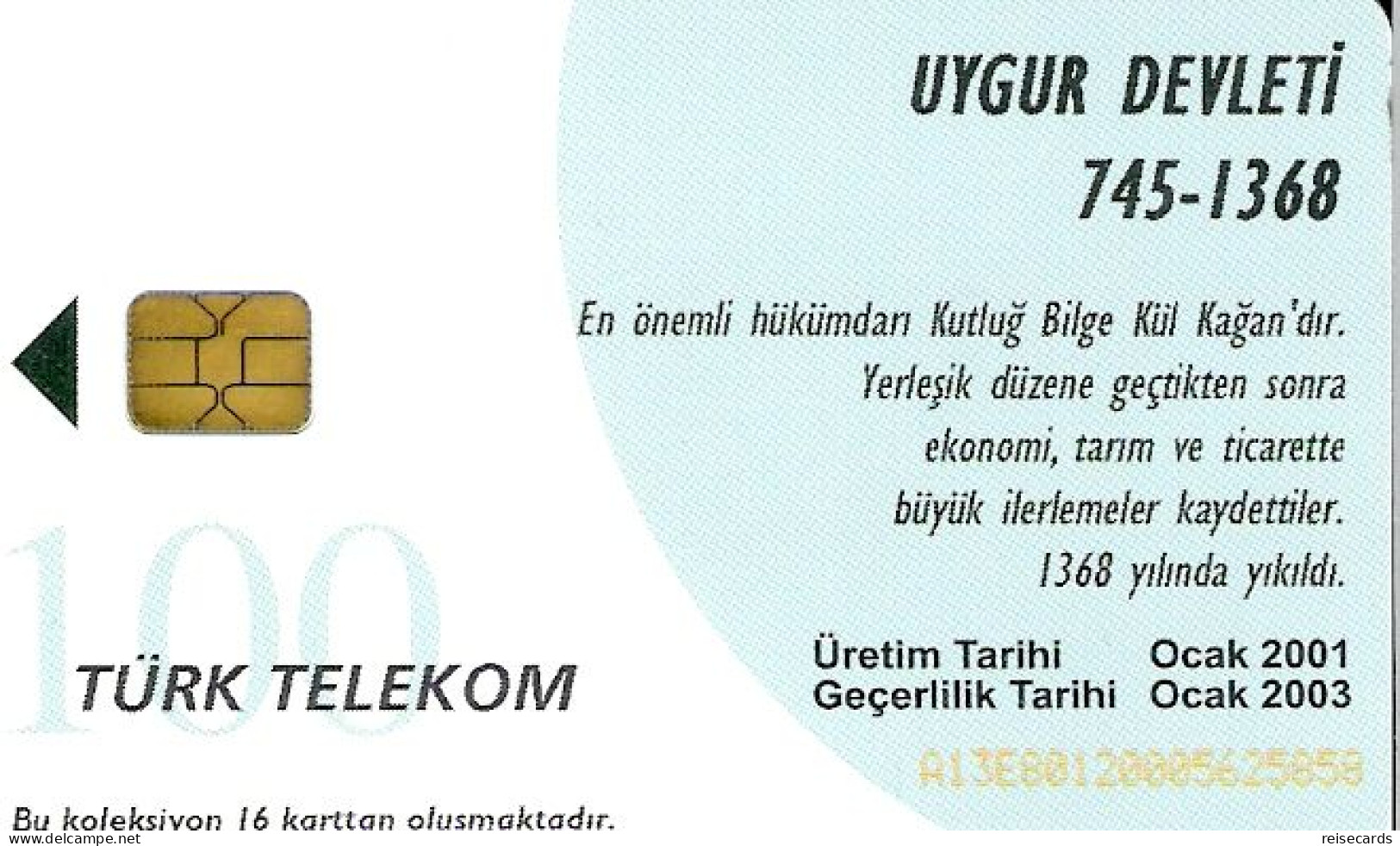 Türkiye: Türk Telecom - 2001 Uygur Devleti - Turquie