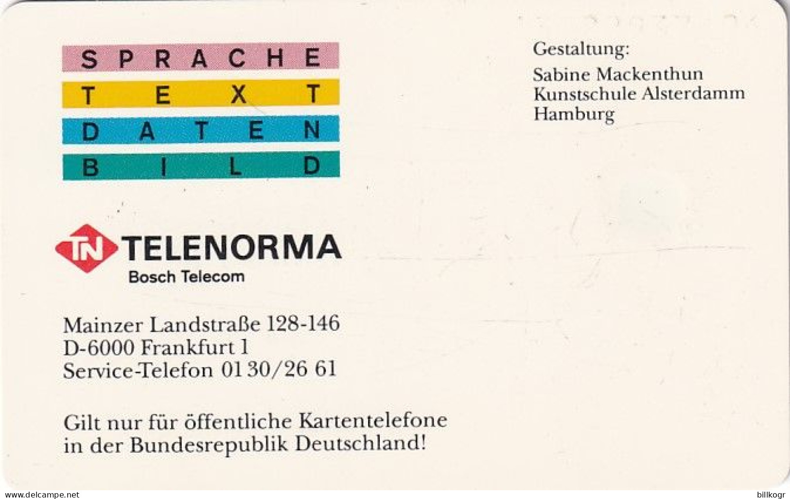 GERMANY - Telenorma/Sabine Mackenthun(K 709), Tirage 31000, 01/93, Mint - K-Serie : Serie Clienti