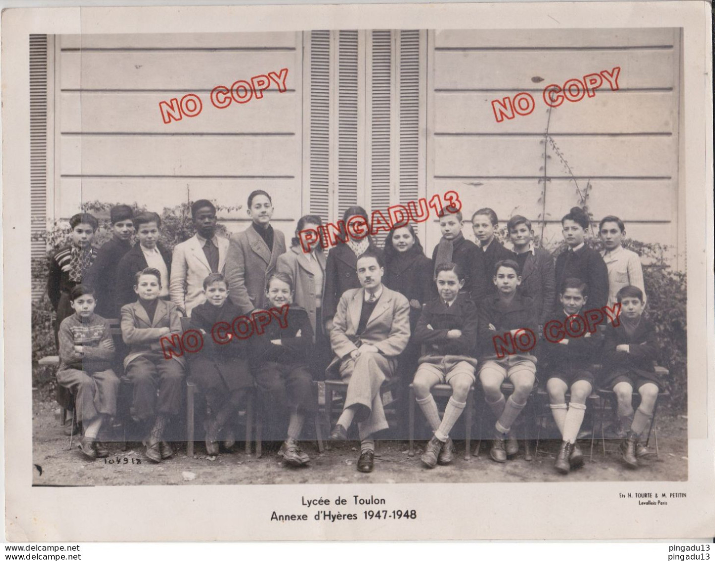 Fixe Var Lycée De Toulon L'Annexe D'Hyères 1947-1948 Peu Fréquent Photo De Classe - Identifizierten Personen