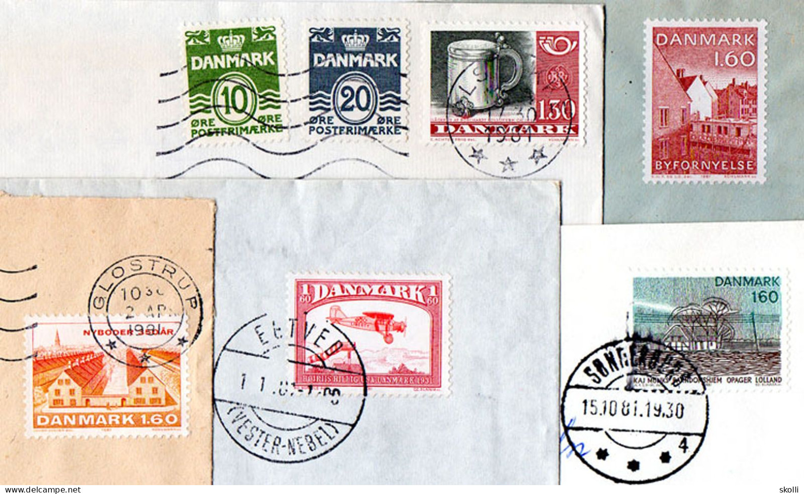 DENMARK. 1980 -81. Five Different Cover Sent To Iceland. - Brieven En Documenten