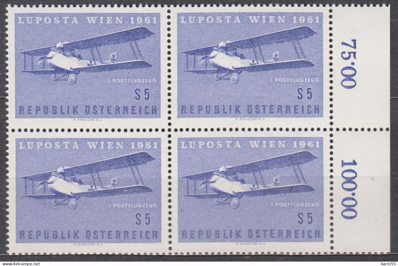 1961 , LUPOSTA Wien 1961 ( Mi.Nr.: 1085 ) (5) 4-er Block Postfrisch ** - Unused Stamps