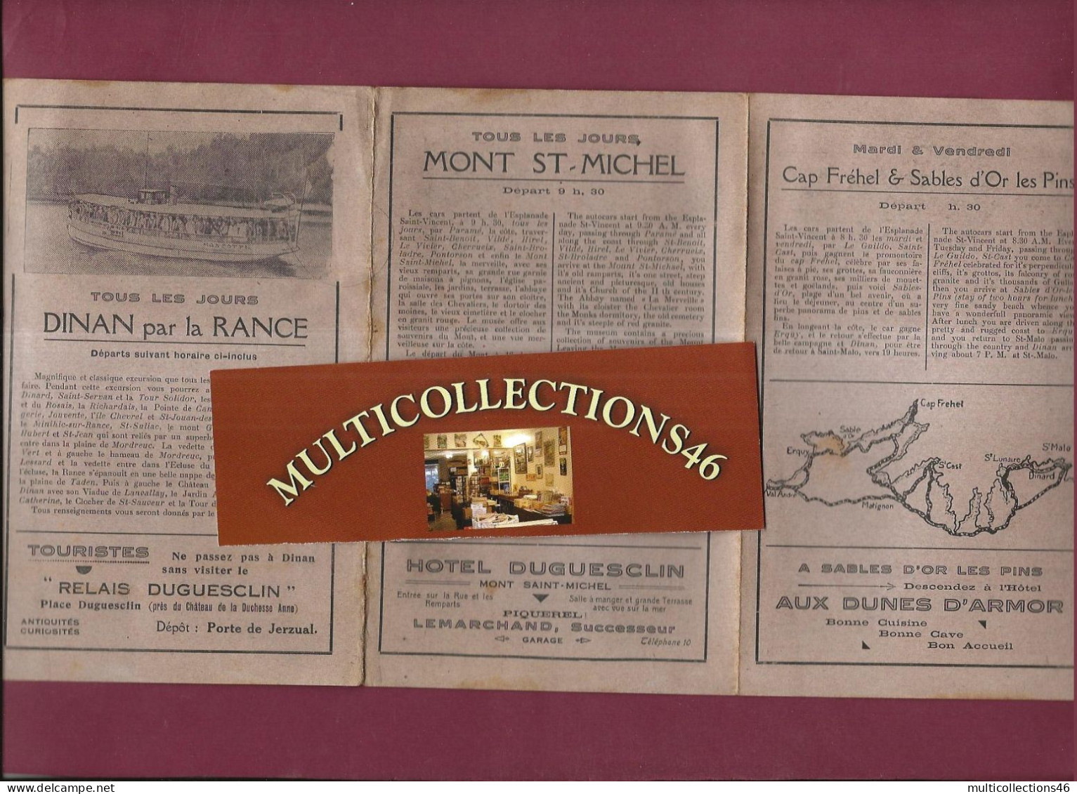 160524 - DEPLIANT TOURISTIQUE - MONT ST MICHEL DINAN CAP FREHEL  CANCALE Autocar Vedette - Dépliants Touristiques