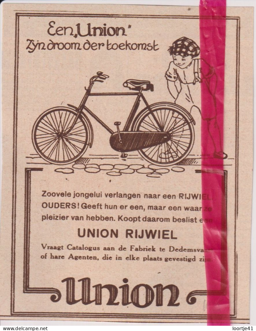 Pub Reclame - Fietsen Union , Dedemsvaart- Orig. Knipsel Coupure Tijdschrift Magazine - 1925 - Zonder Classificatie