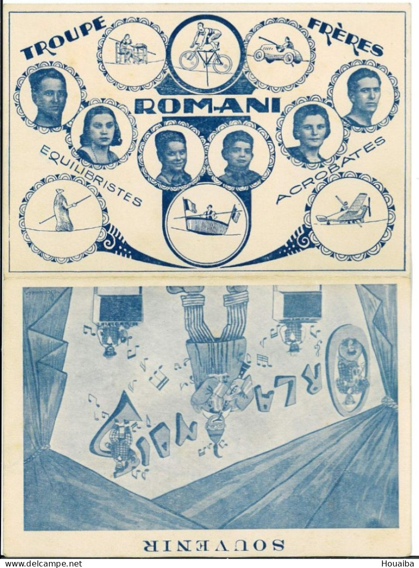 CPA - Carte Dépliante Troupe Frère Romani - Circo