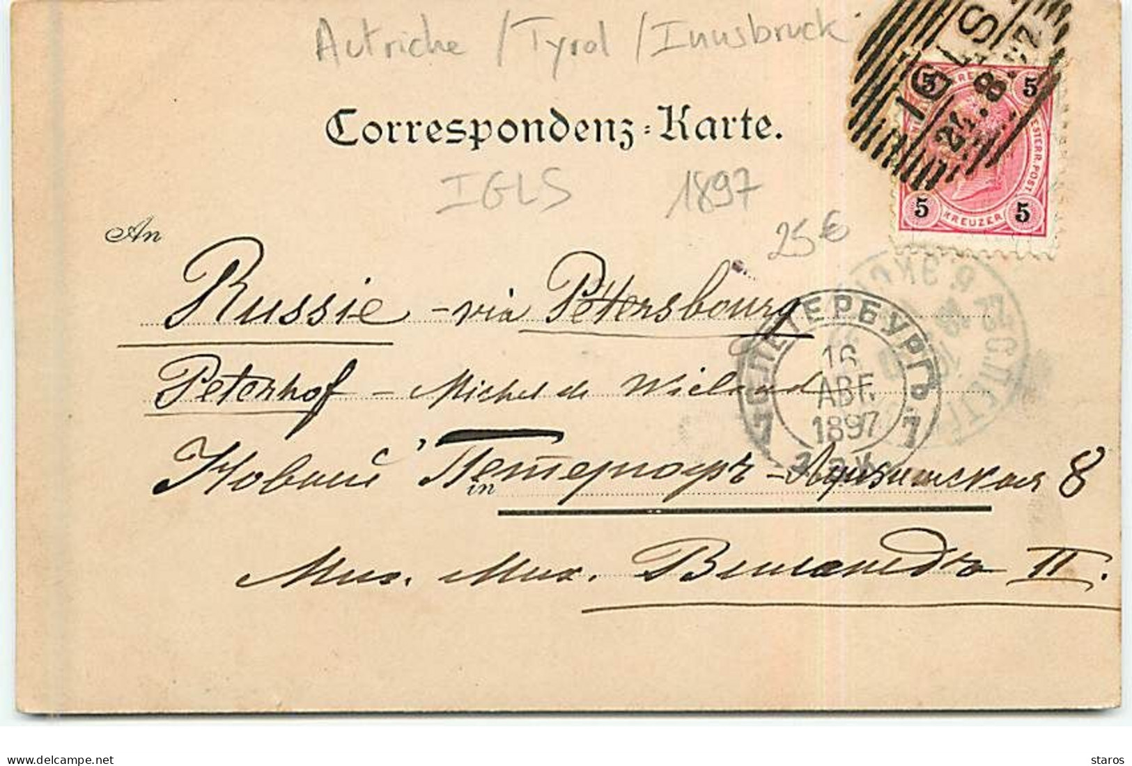 Autriche - IGLS - Gruss Vom Iglerhof - 1897 - Innsbruck