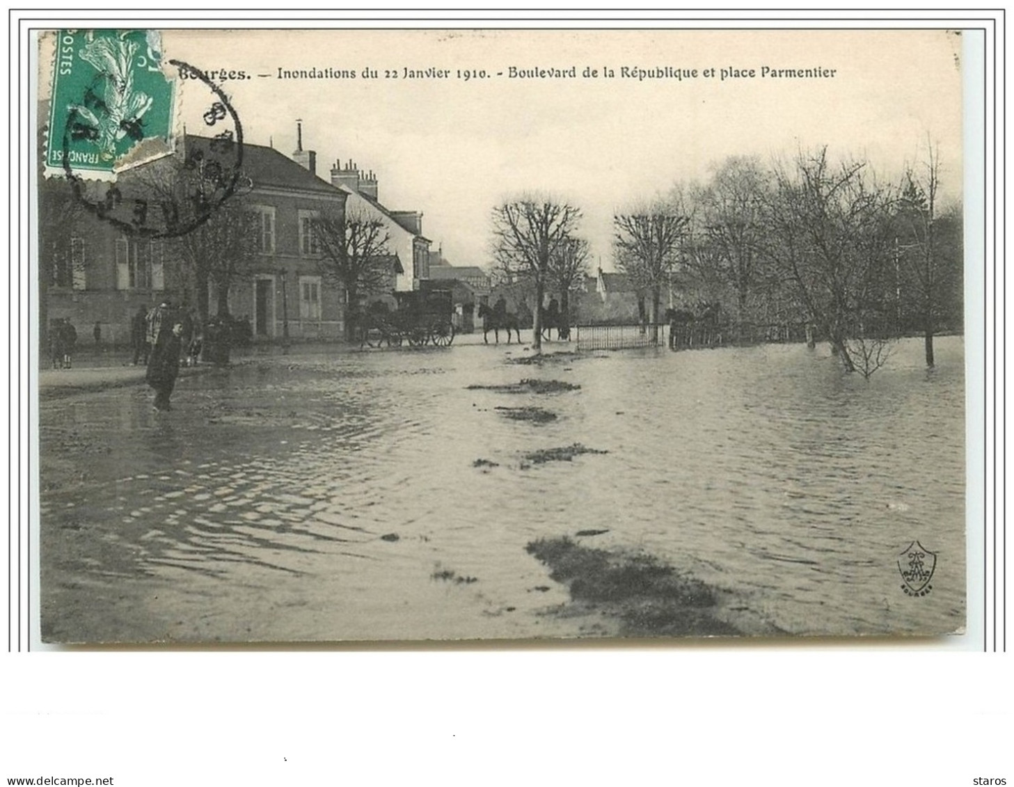 BOURGES Inondations Du 22 Janvier 1910 Boulevard De La République Et Place Parmentier - Bourges