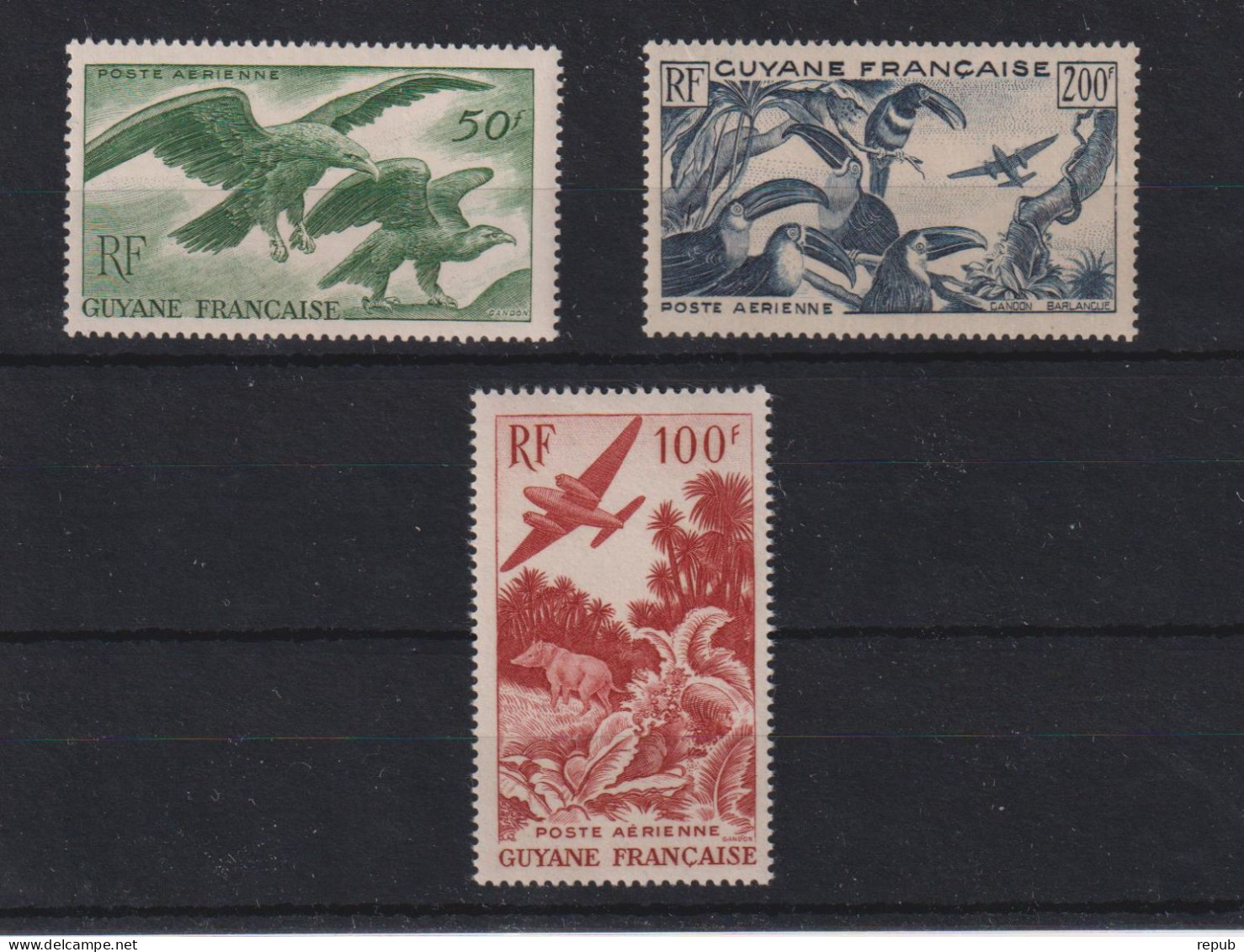 Guyane 1947 Série PA 35-37, 3 Val ** MNH - Ongebruikt