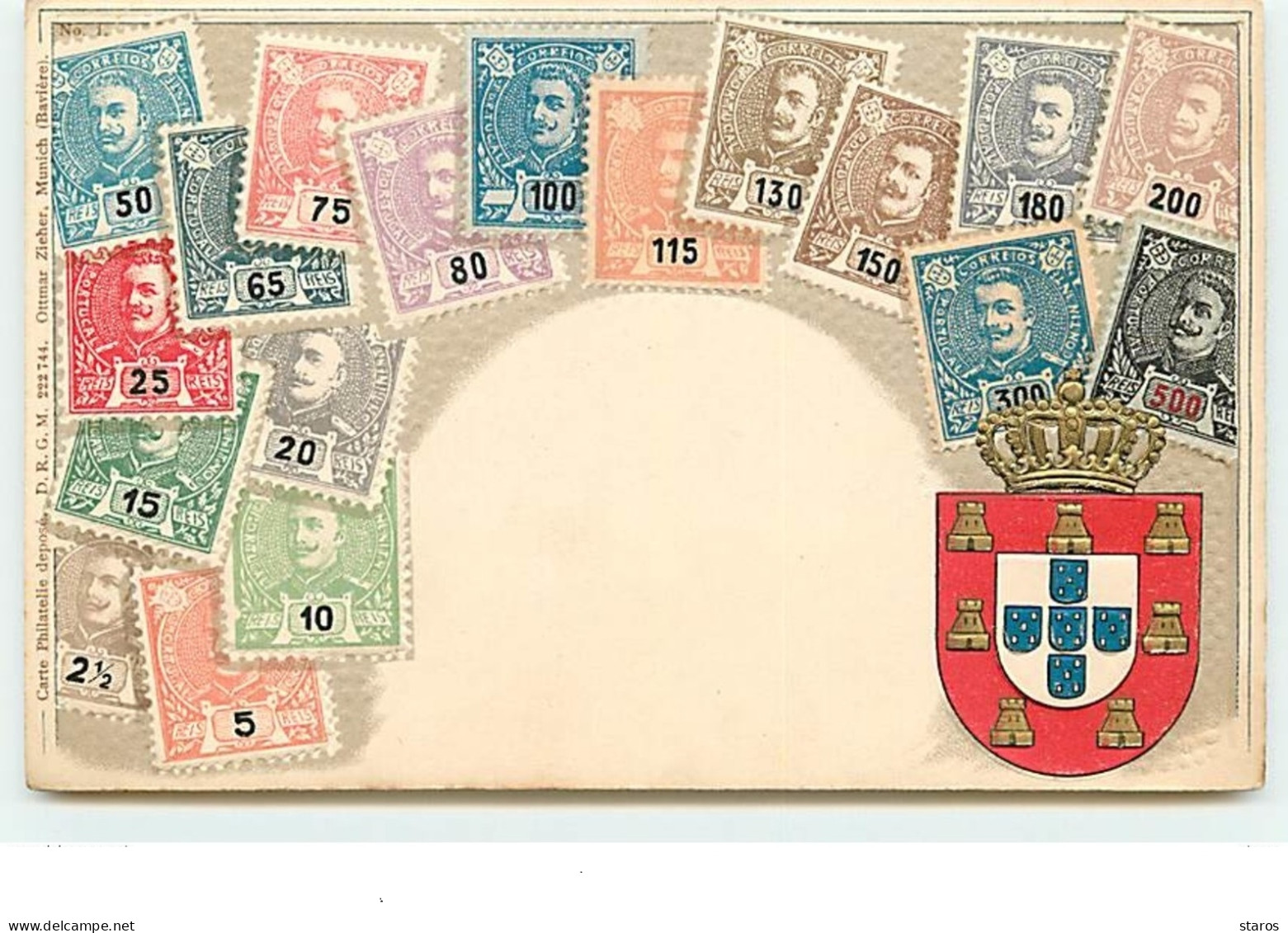 Carte Gaufrée - Timbres Du Portugal - Timbres (représentations)