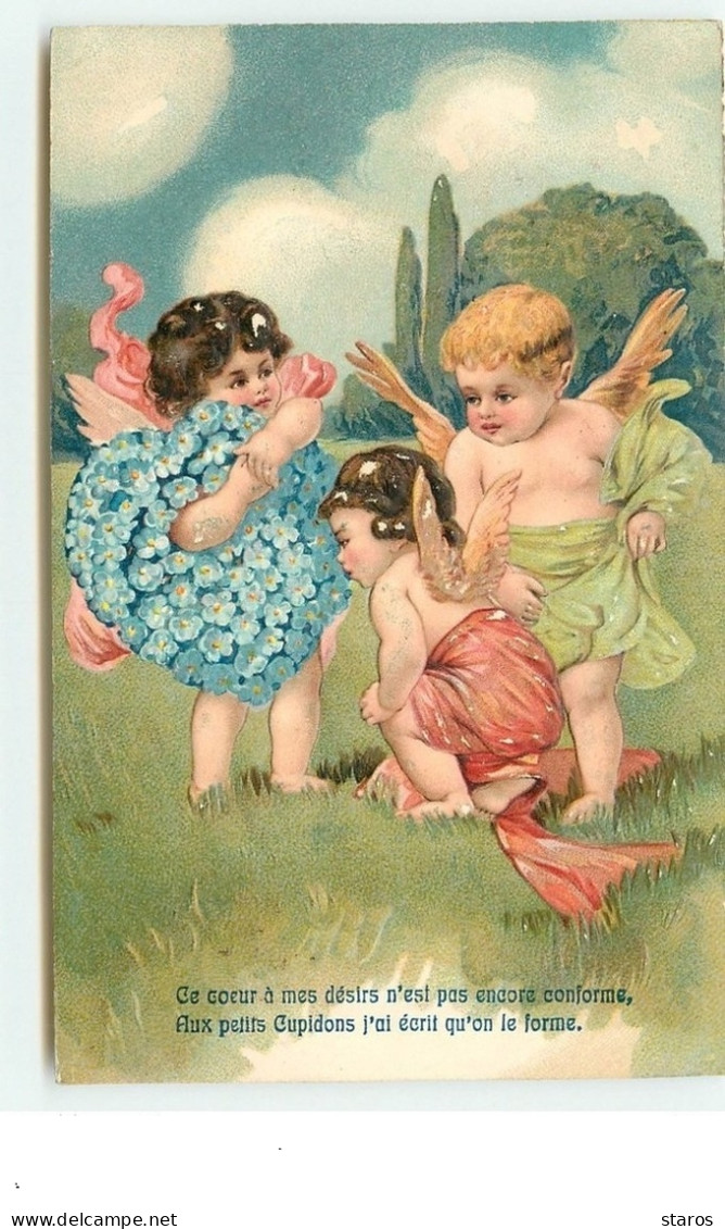 Carte Gaufrée - Ce Coeur à Mes Désirs N'est Pas Encore Conforme, Aux Petits Cupidons J'ai écrit Qu'on Le Forme - Angelot - Anges