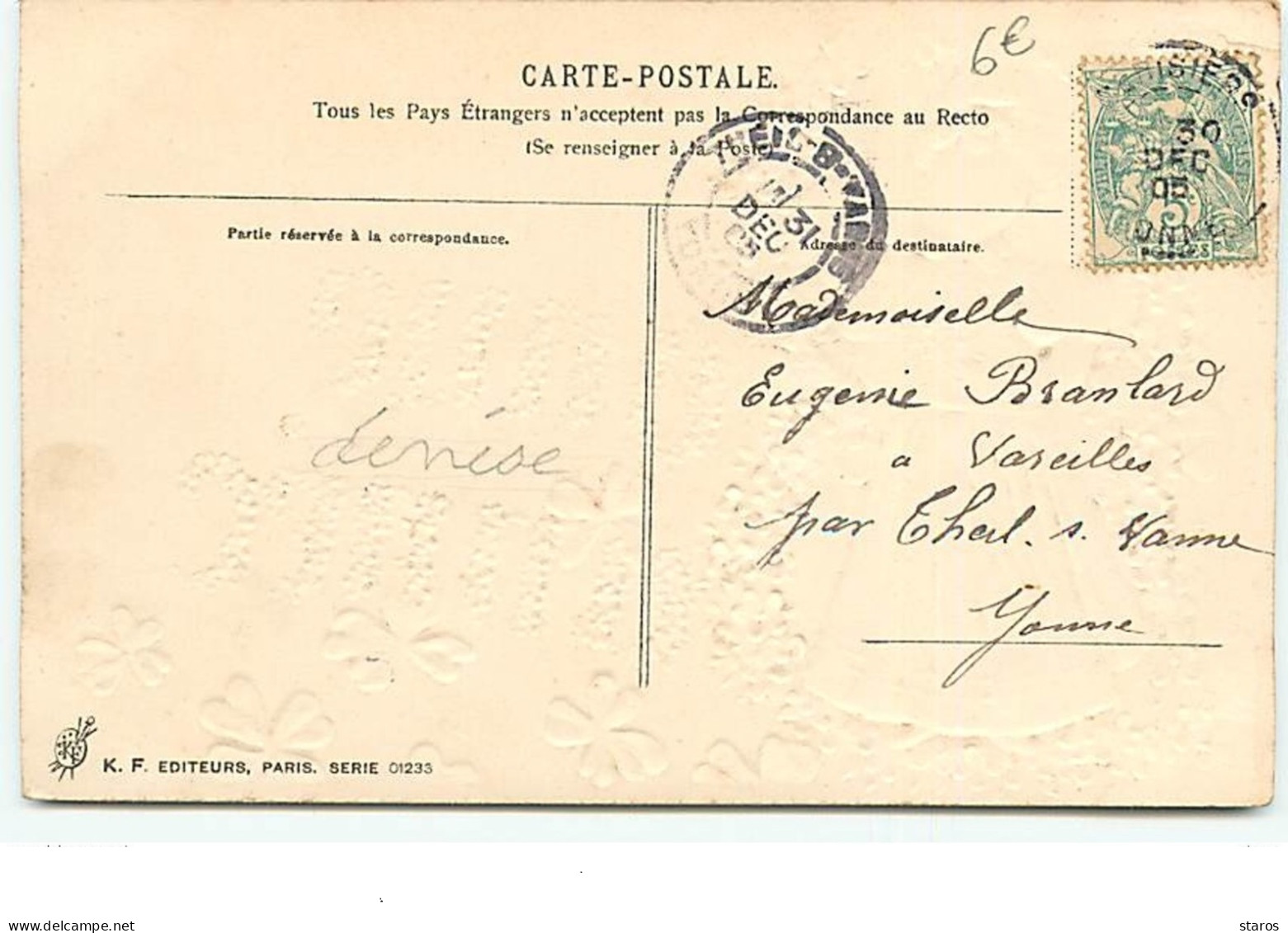 Carte Gaufrée - Bonne Année - Fillette  Et Fleurs - Anno Nuovo