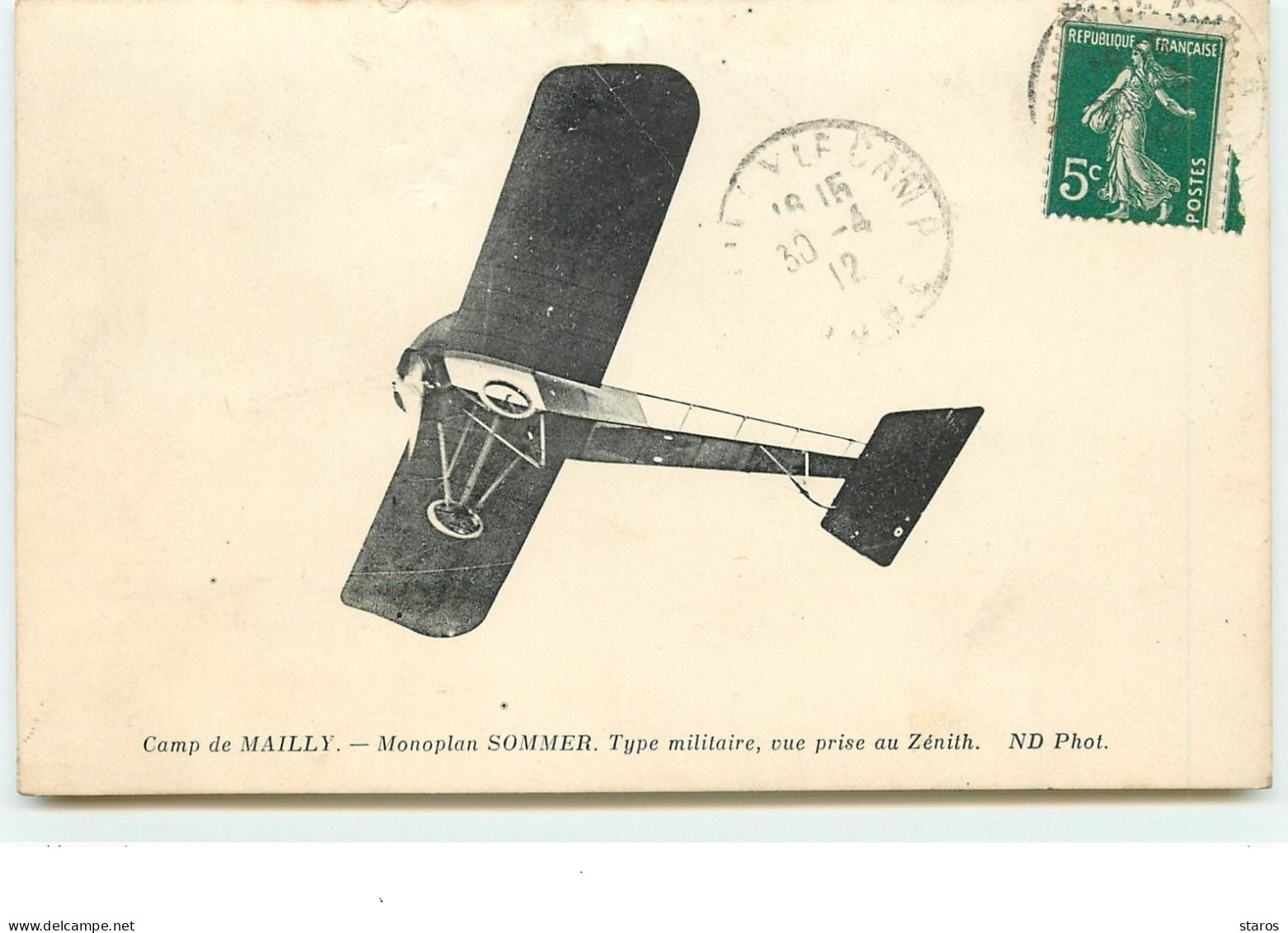 Camp De MAILLY - Monoplan Sommer - Type Militaire, Vue Prise Au Zenith - 1914-1918: 1. Weltkrieg