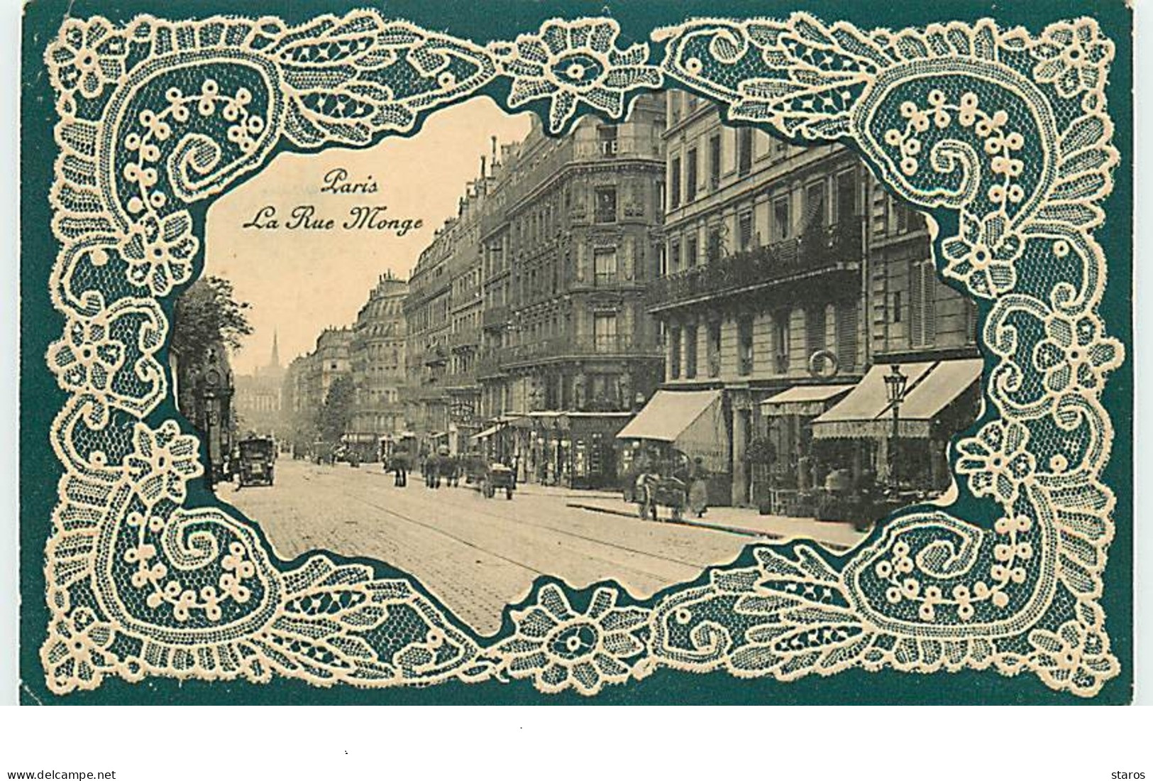 Carte Gaufrée - PARIS V - La Rue Monge - Effet Dentelle - Paris (05)