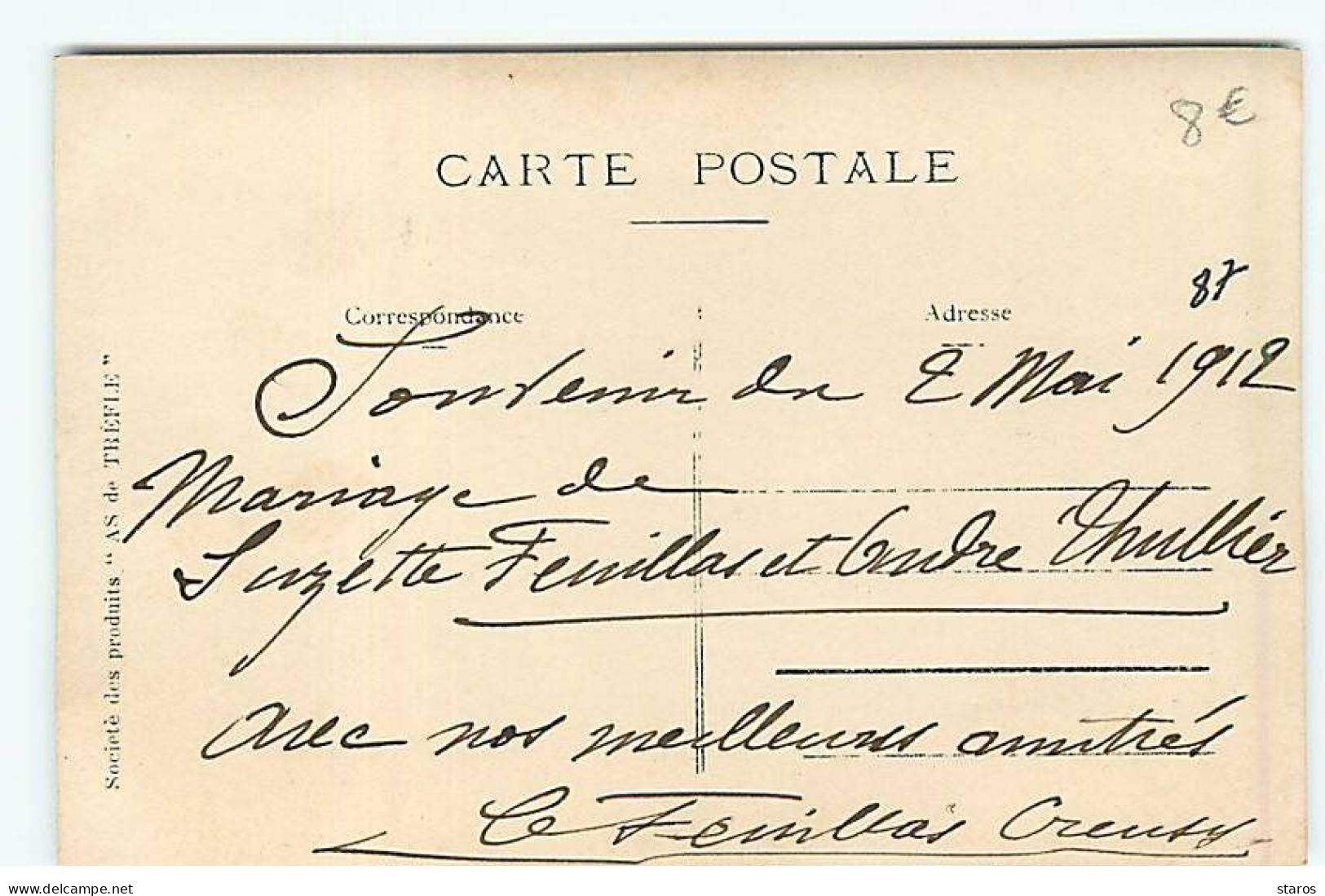 Carte Photo à Identifier - Jeunes Mariés Sortant De L'église - Suzanne Feuillas Et André Thullier 1912 - A Identifier