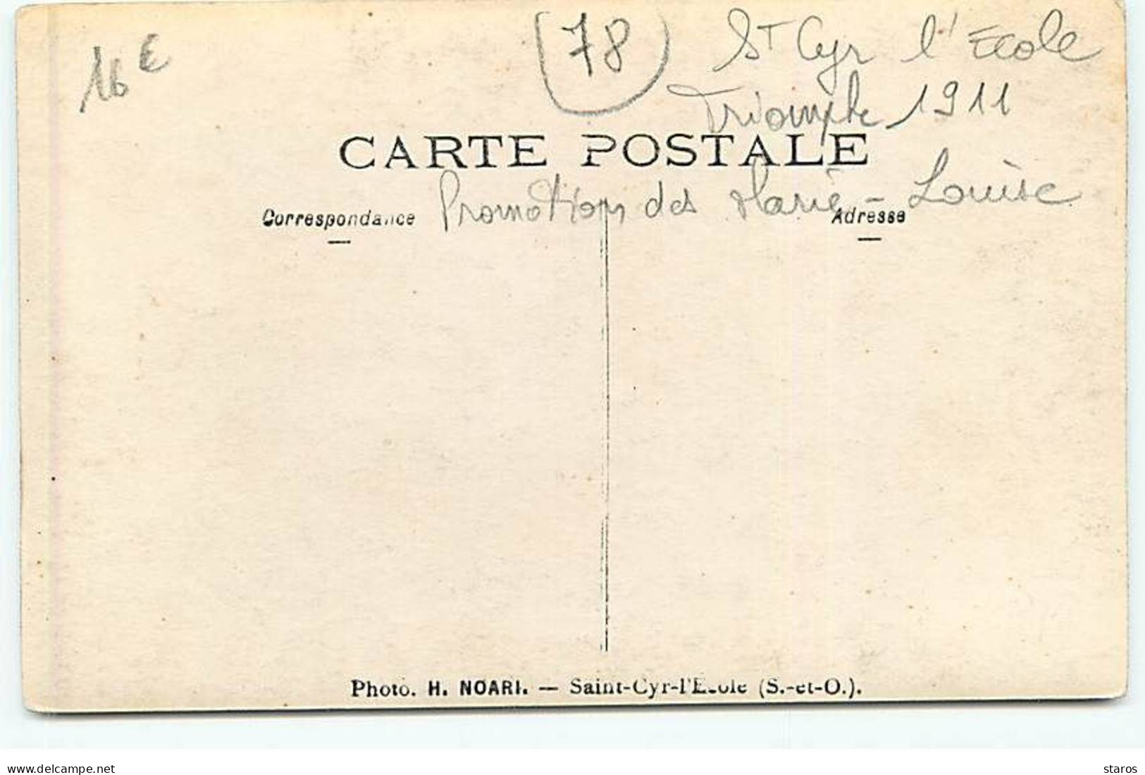 Carte Photo - SAINT-CYR L'ECOLE - Promotion Des Marie-Louise - Triomphe 1911 - St. Cyr L'Ecole