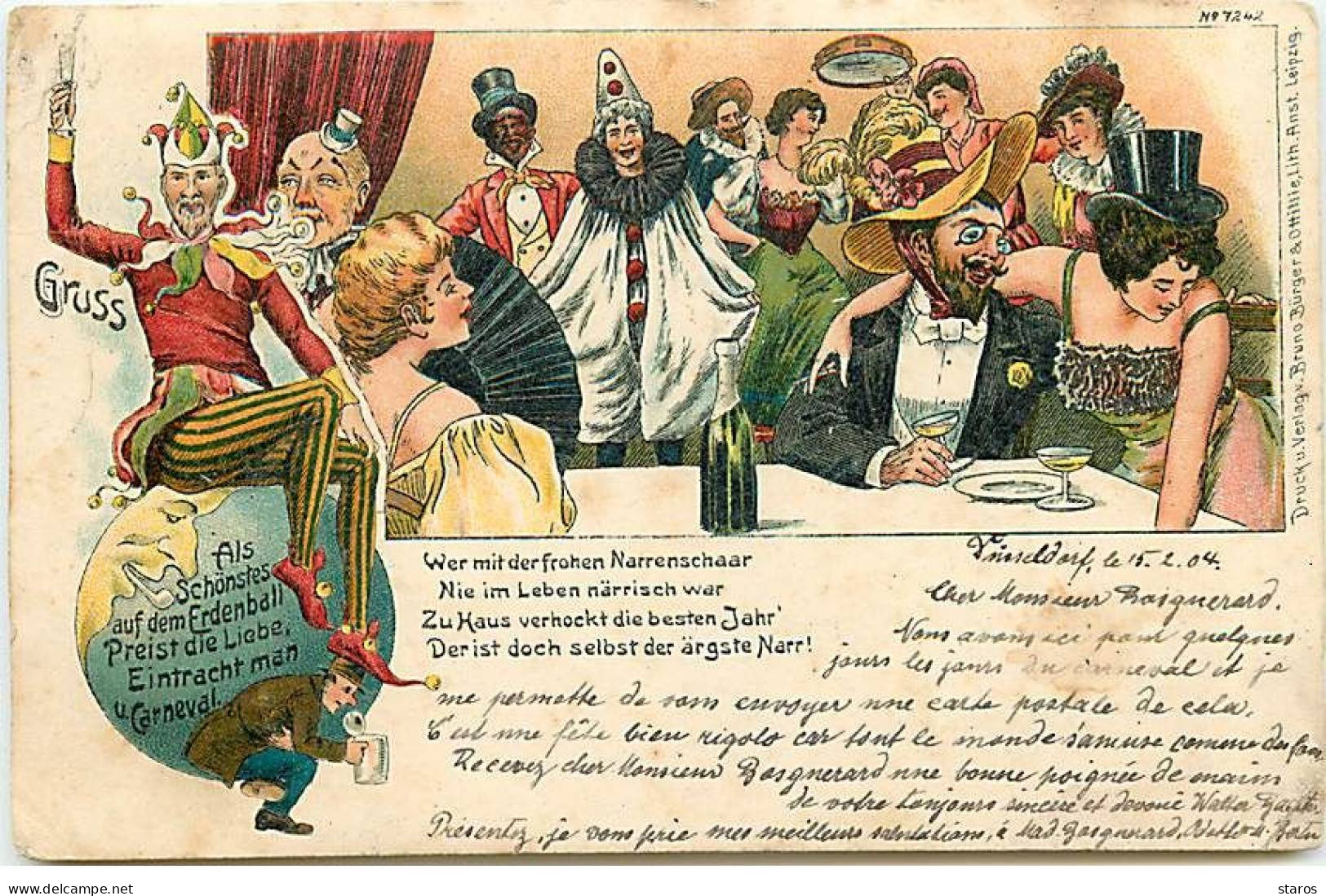 Carnaval - Gruss Als Schönstes Auf Dem Erdenball ... - Hommes Et Femmes Déguisés, L'un En Pierrot - Carnival