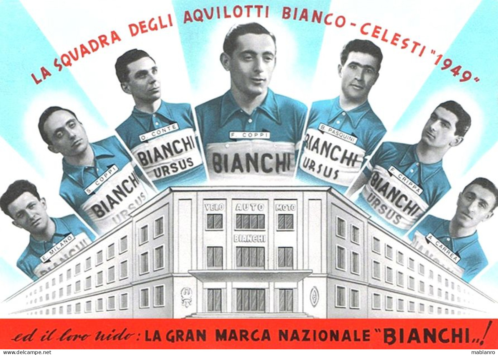 PHOTO CYCLISME REENFORCE GRAND QUALITÉ ( NO CARTE ) GROUPE TEAM BIANCHI 1949 - Cyclisme