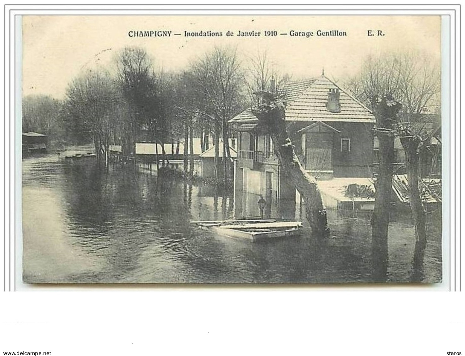 CHAMPIGNY Inondations De Janvier 1910 Garage Gentillon - Champigny Sur Marne