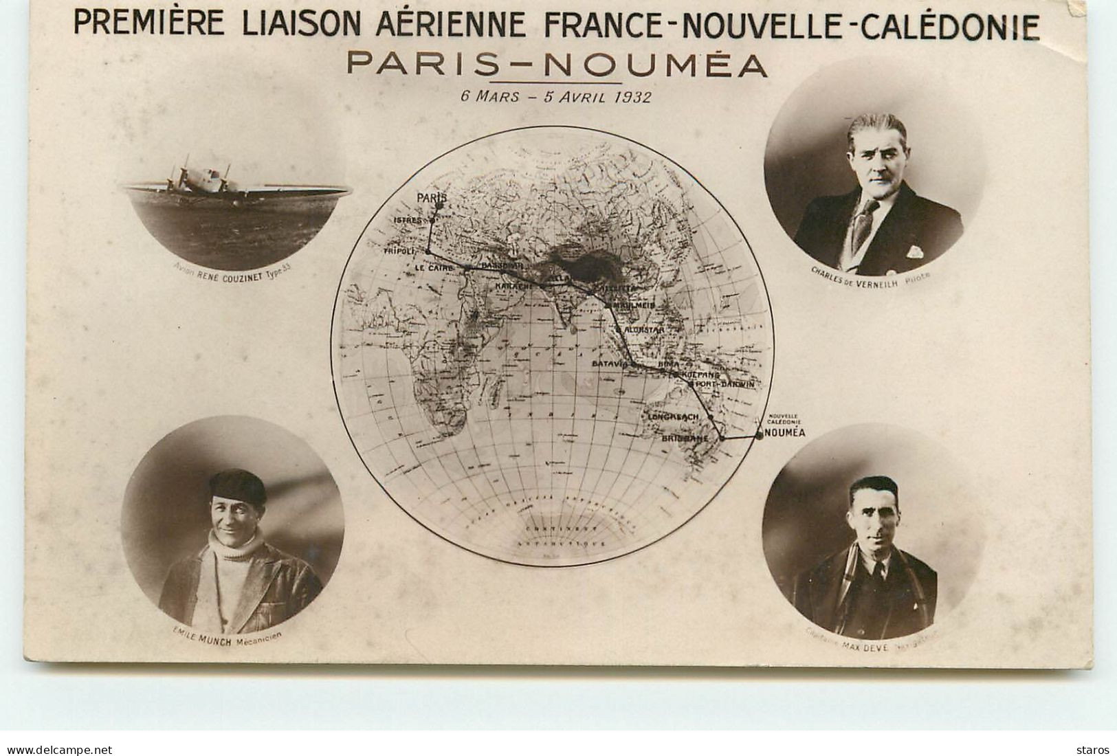 Première Liaison Aérienne France-Nouvelle Calédonie - Paris - Nouméa - Avion Couzinet - Charles De Verneilh - Nouvelle Calédonie