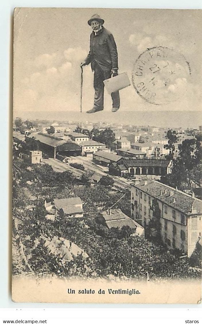 Un Saluto Da VENTIMIGLIA - Homme Dans Le Ciel Portant Une Valise - Surréalisme - Imperia