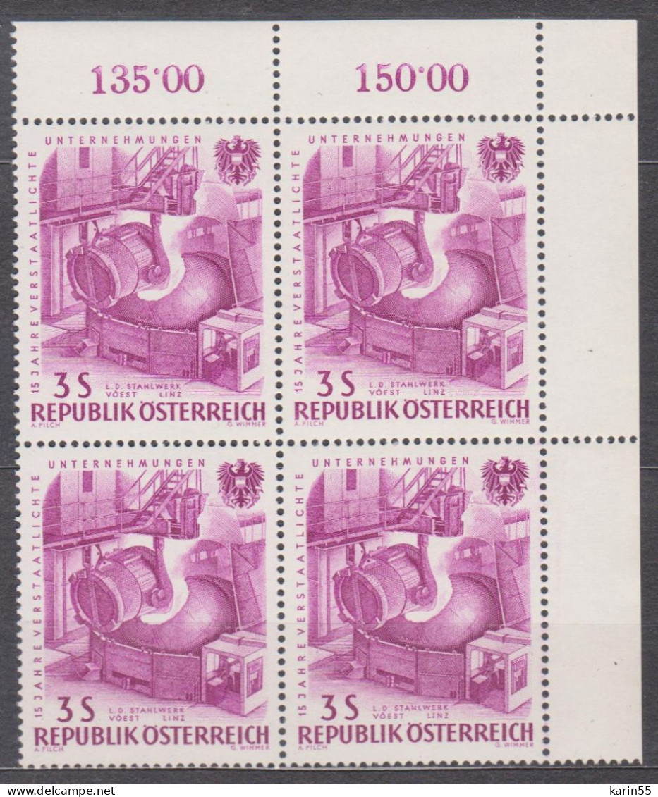 1961 , 15 Jahre Verstaatlichte Unternehmen ( Mi.Nr.: 1095 ) (1) 4-er Block Postfrisch ** - Unused Stamps