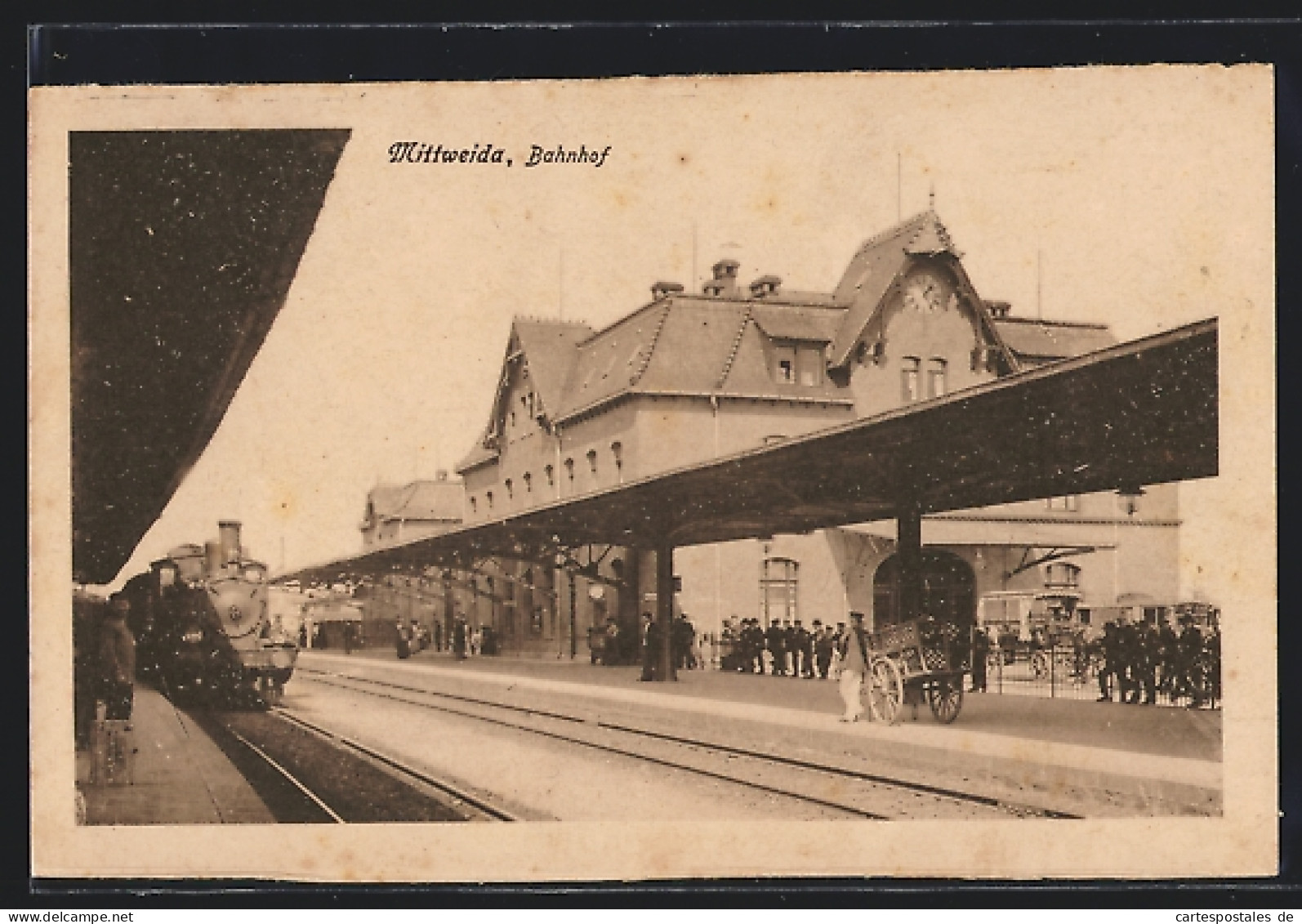 AK Mittweida, Bahnhof Mit Dampflokomotive  - Mittweida