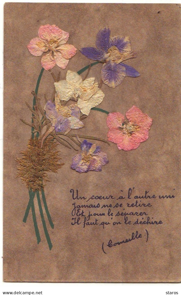 Fleurs Séchées Collées - Corneille - Un Coeur à L'autre Uni ... Le Déchire - Fleurs