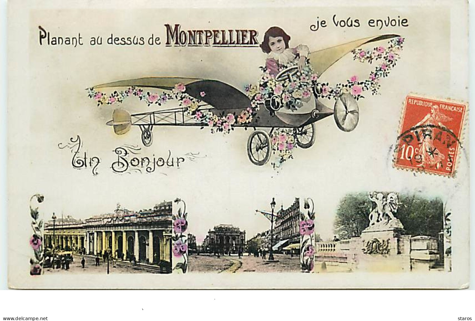Planant Au-dessus De MONTPELLIER - Je Vous Envoie Un Bonjour - Montpellier