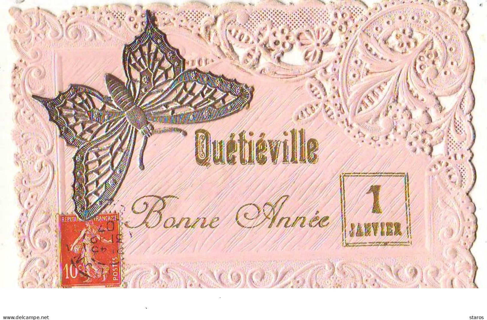 QUETIEVILLE - Bonne Année - Papillon - Commune De Bieville - Andere & Zonder Classificatie