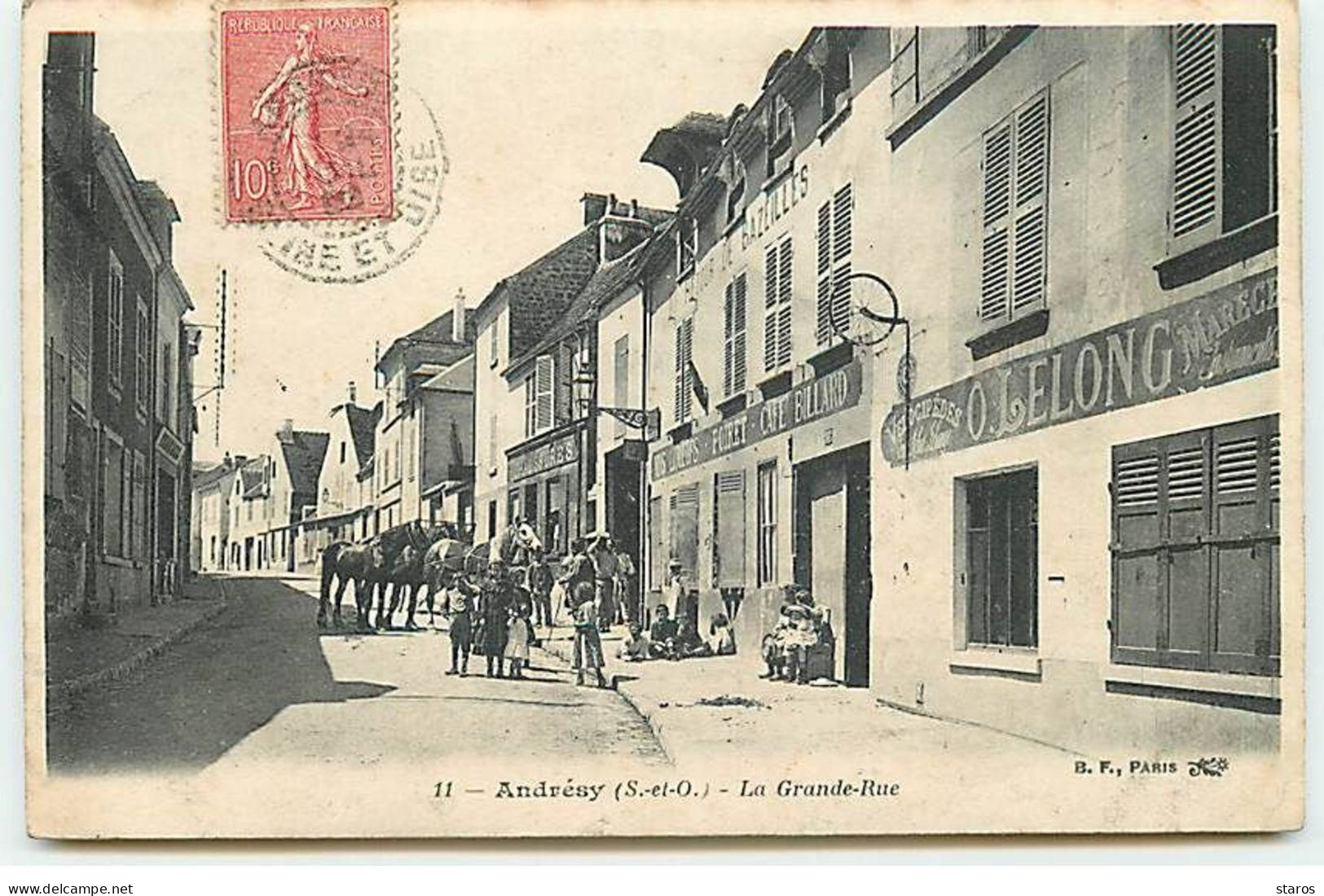 ANDRESY - La Grande-Rue - Café Au Retour De Bazeilles, Commerce O. Lelong Vélocipèdes ... - Andresy