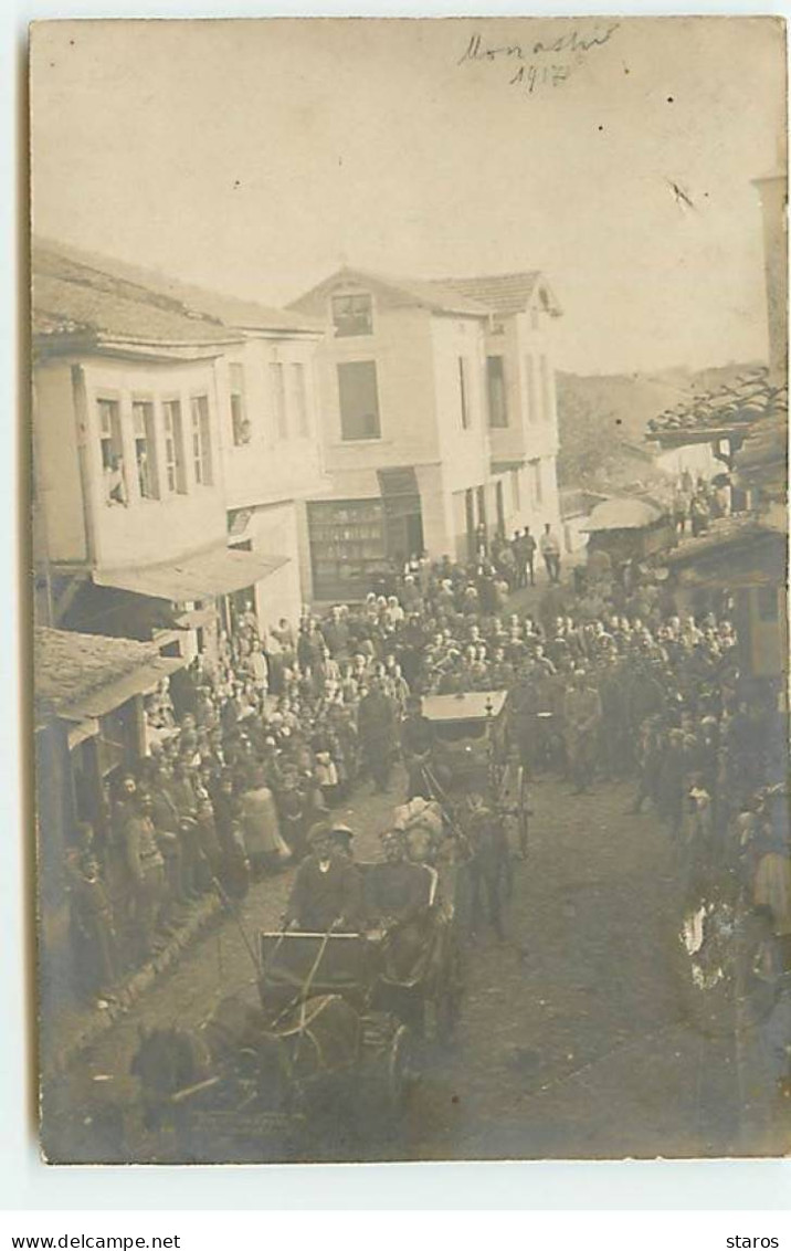 Carte Photo - Macédoine - MONASTIR - Une Procession Suivant Un Corbillard ??? - Macédoine Du Nord