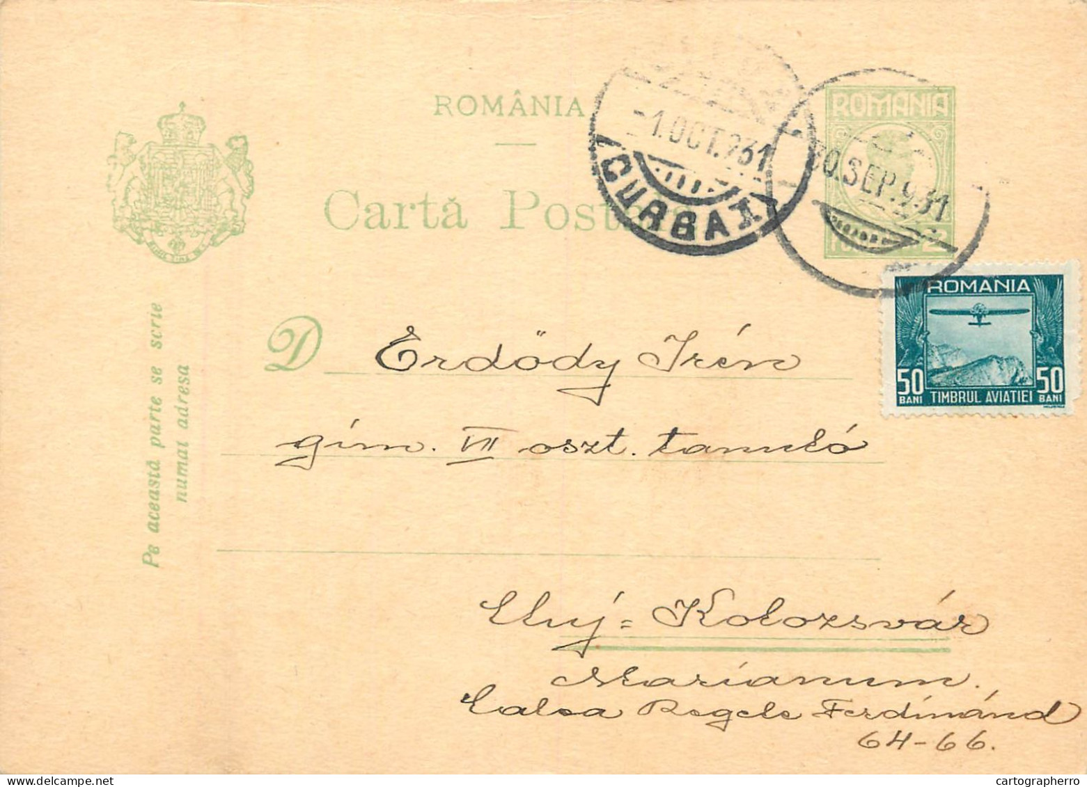 Romania Postal Card 1931 Cluj Aiud - Romania