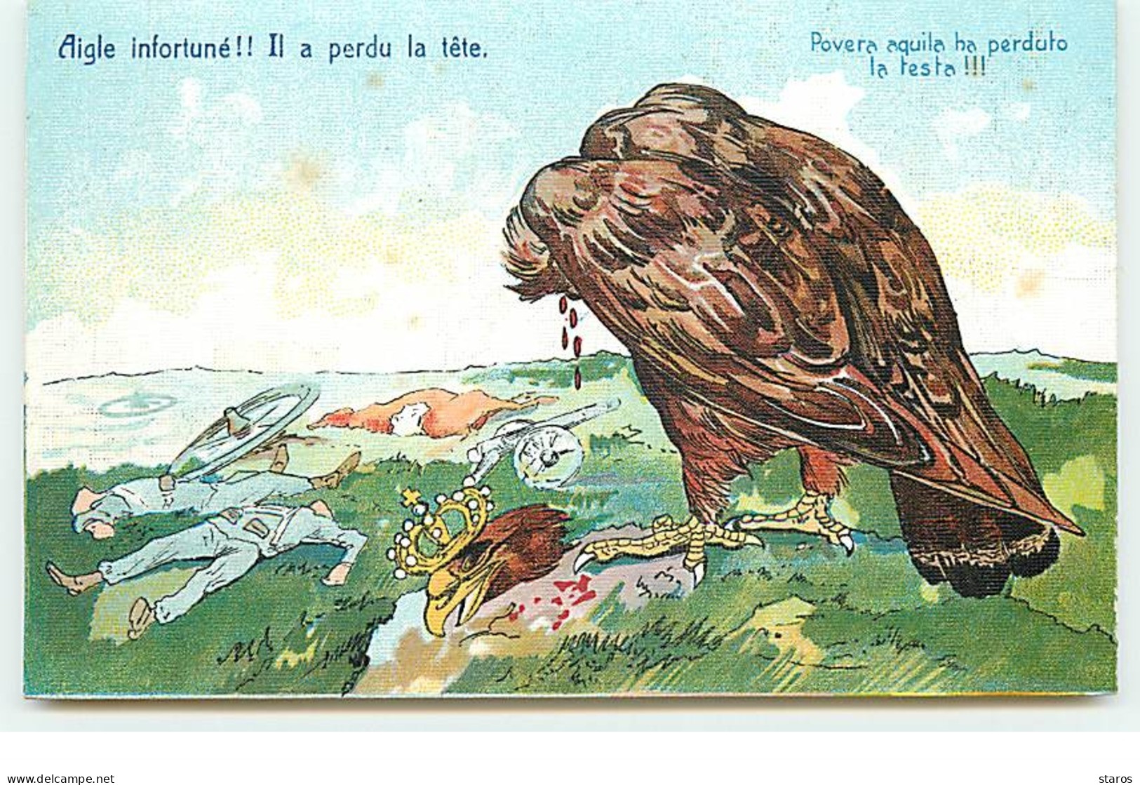 Aigle Infortuné !! Il A Perdu La Tête - Povera Aquila Ha Perduto La Testa !!! - Satirische