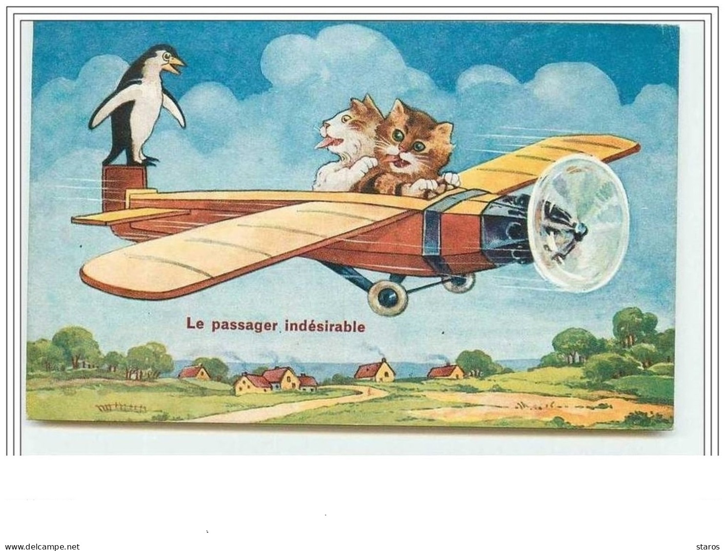 Le Passager Indésirable - Chats Dans Un Avion Et Un Pingouin - Gatos