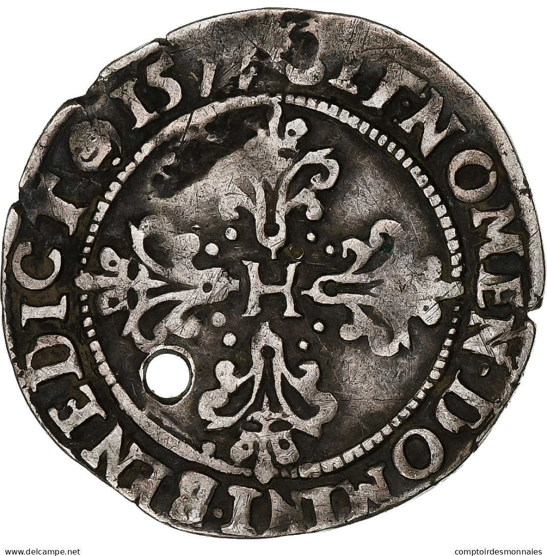 France, 1/4 Franc Col Fraisé, 1577, Rouen, Argent, TB+, Gadoury:480 - 1574-1589 Hendrik III