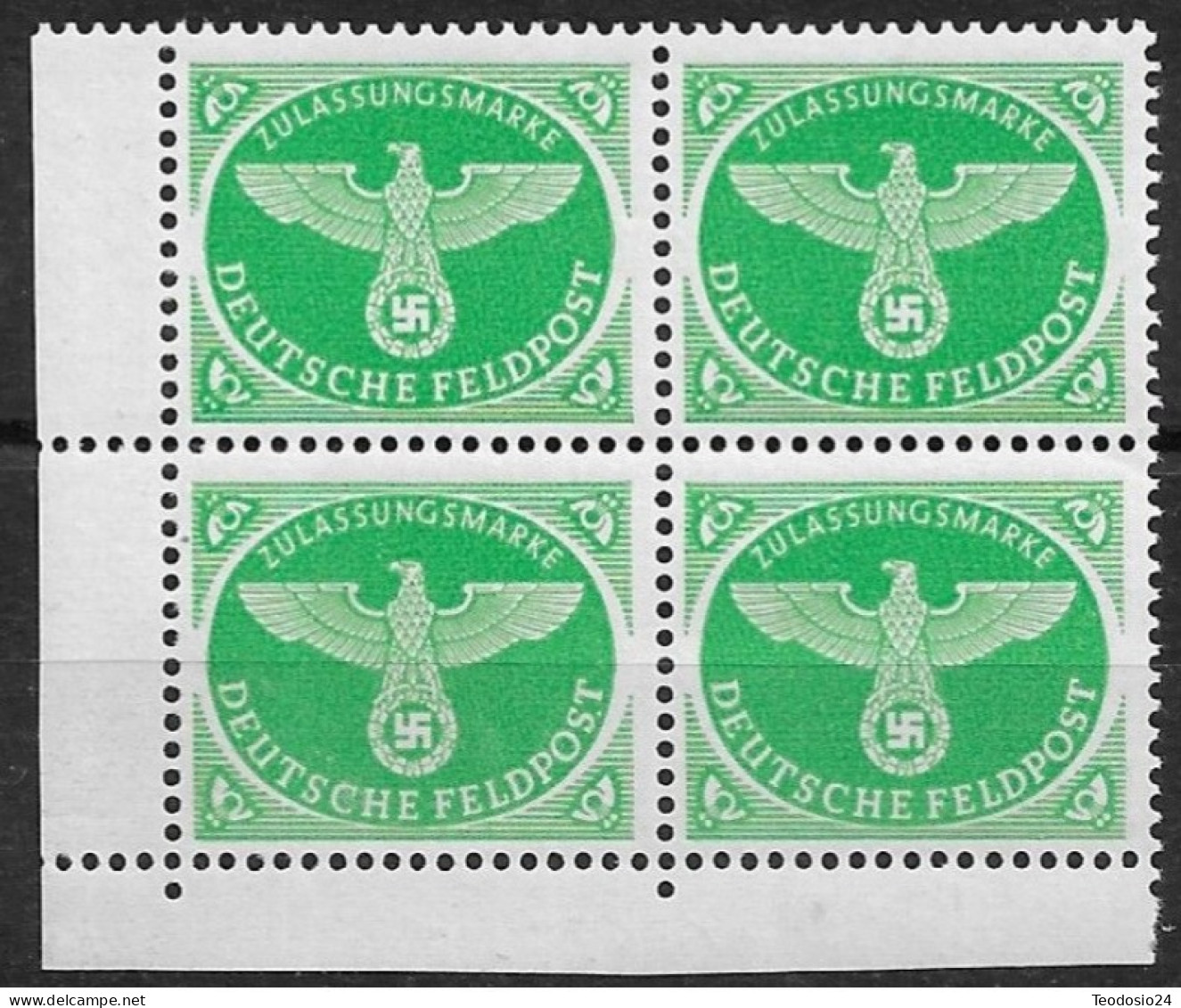 DEUTSCHES  REICH 1944  Feldpost 4 **  Aigle Armoirie De L'état  BL4 - Feldpost 2. Weltkrieg