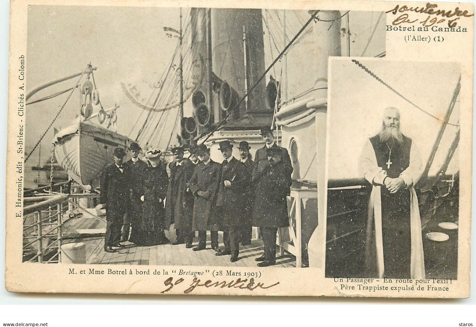 Célébrités - Botrel Au Canada - M. Et Mme Botrel à Bord De La "Bretagne" - Autres & Non Classés