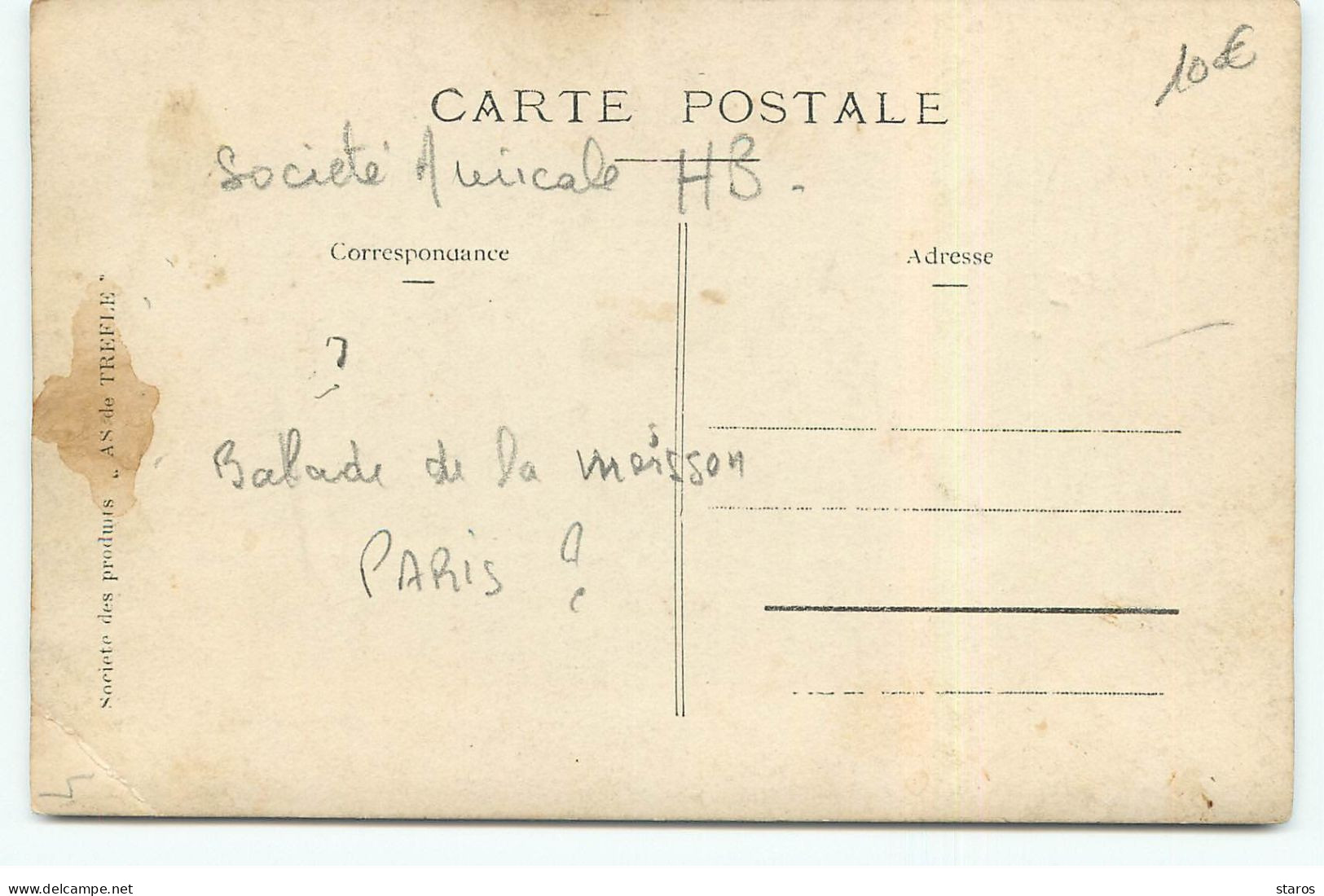 Carte Photo à Localiser - Paris ??? - Société Amicale HB - Ballade De La Moisson - A Identifier