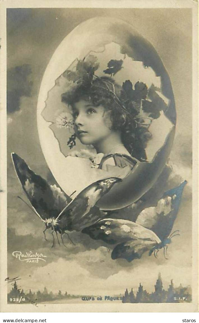 Fantaisie - Portrait De Jeune Fille Dans Un Oeuf Entourée De Papillons - Reutlinger - Portraits